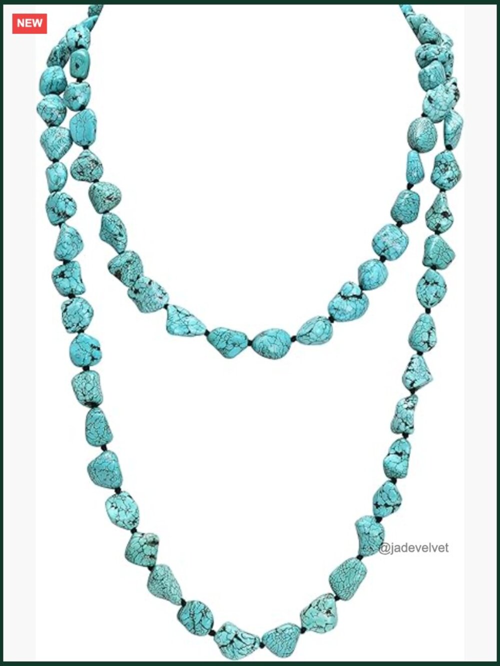 Long Turquoise Beaded Necklace Multistrand Layer Handmade Jewelry